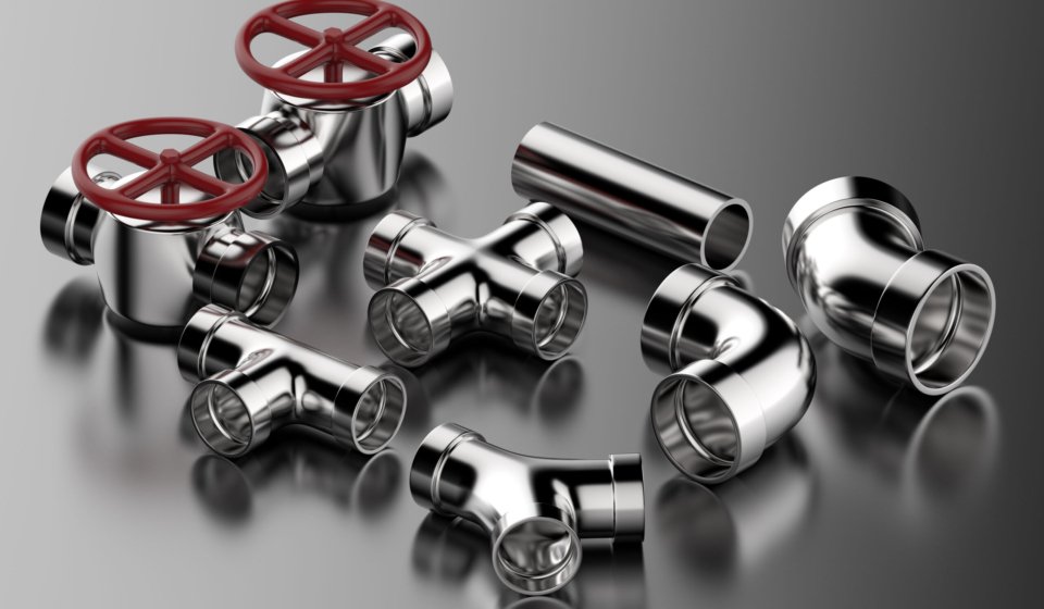 3d rendering pipe with pipe joint and valve